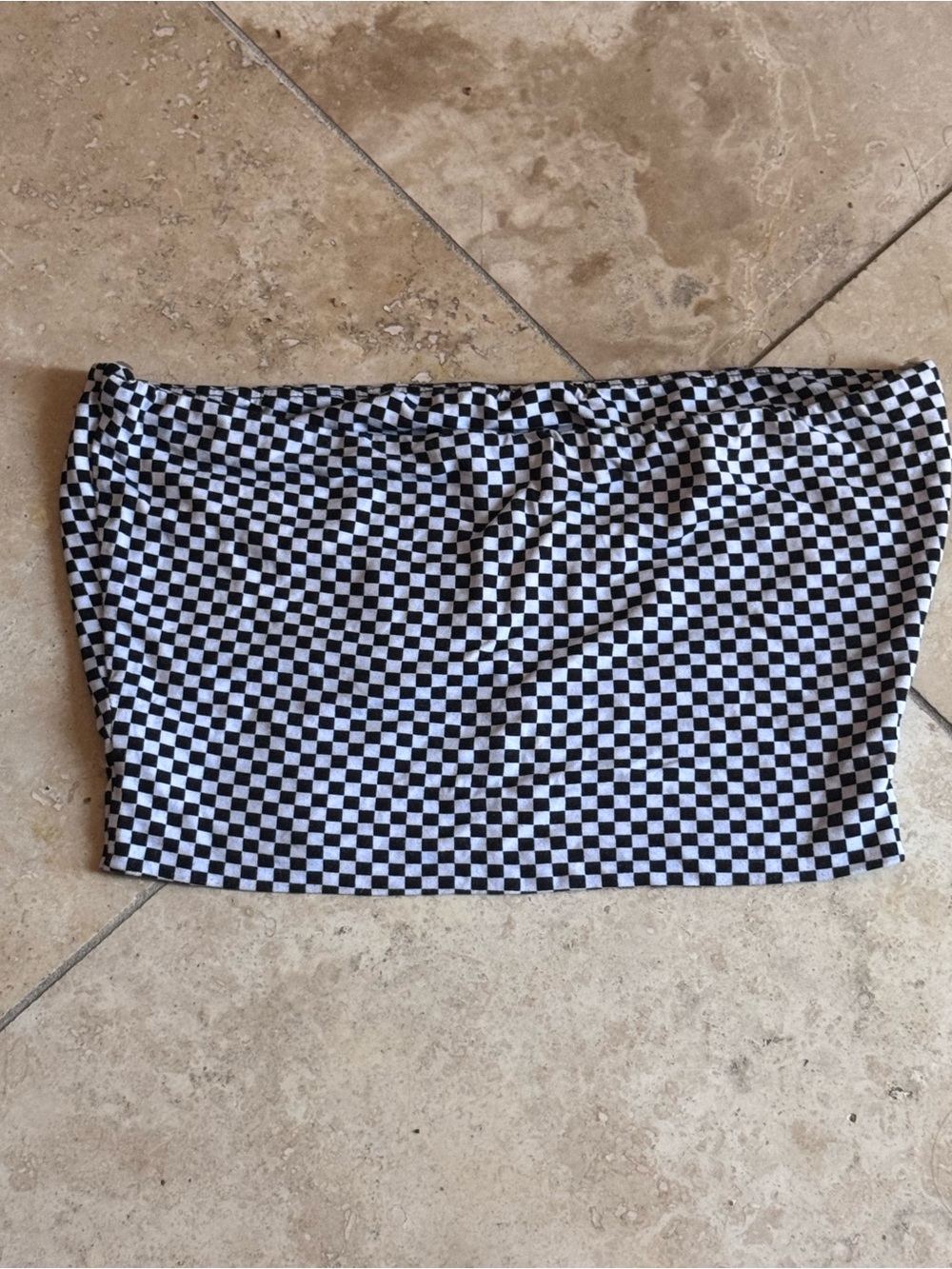 Checkerboard tube top- Black & White